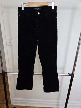 Fidelity Women's Black Cropped-Flare Corduroy Pants